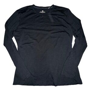Segments Merino Wool Long Sleeve Top Womens XL Black Base Layer Made in Canada